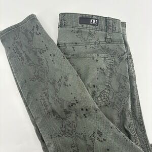 KUT From The Kloth Connie Snake‎ Print High Rise Ankle Skinny Jeans Size 4 Green